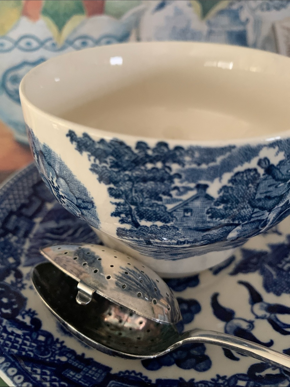 VTG Blue & White Porcelain Cup & Saucer Japan